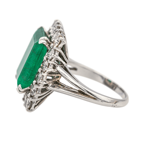 Bague 51 Bague en or blanc 18 carats avec émeraude et diamants 58 Facettes 3981319RV