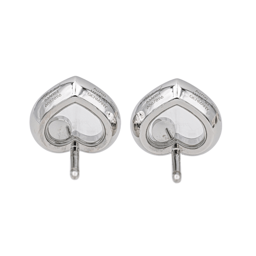Boucles d'oreilles Chopard Happy Diamonds - Boucles d'oreilles cœur en or blanc et diamants 58 Facettes 4173784RV