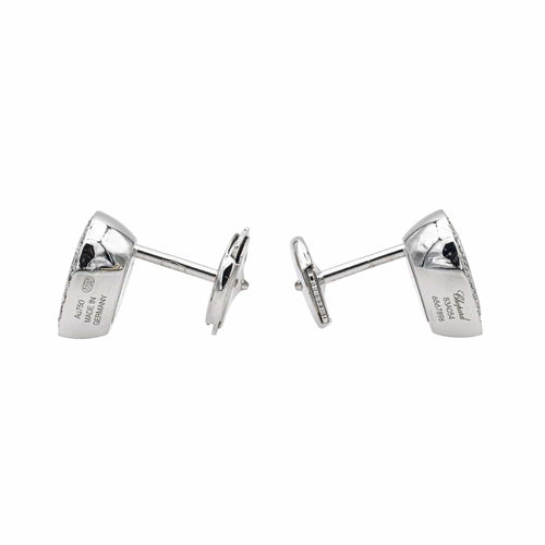 Boucles d'oreilles Chopard Happy Diamonds - Boucles d'oreilles cœur en or blanc et diamants 58 Facettes 4173784RV