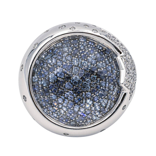 Bague 54 Pasquale Bruni - Bague en or blanc, quartz, diamants et saphirs 58 Facettes 3785007CN