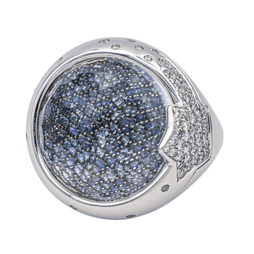 Bague 54 Pasquale Bruni - Bague en or blanc, quartz, diamants et saphirs 58 Facettes 3785007CN