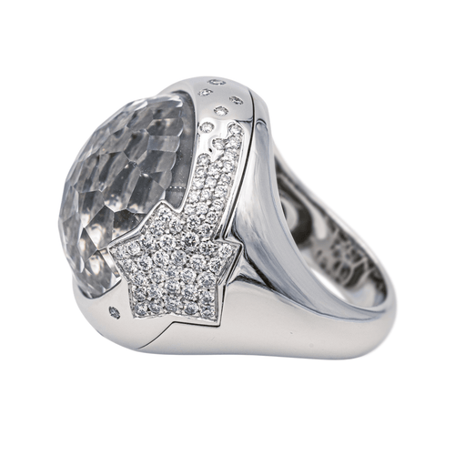 Bague 54 Pasquale Bruni - Bague en or blanc, quartz, diamants et saphirs 58 Facettes 3785007CN