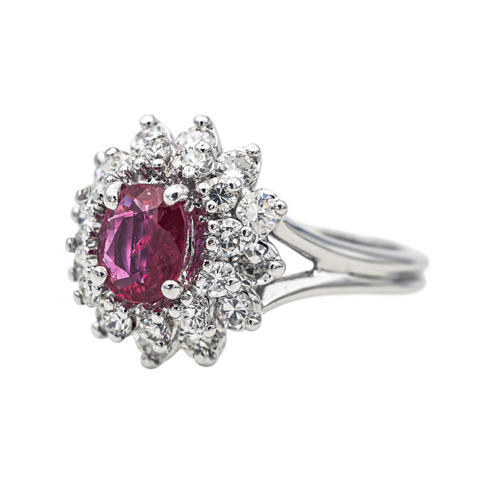 Bague 49 Bague Pompadour en or blanc 18 carats avec rubis et diamants 58 Facettes 3905084CN