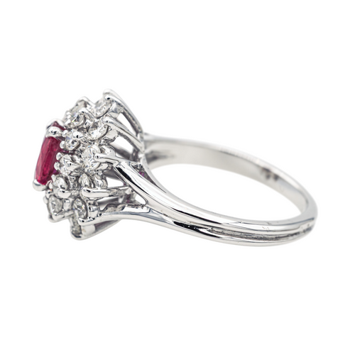 Bague 49 Bague Pompadour en or blanc 18 carats avec rubis et diamants 58 Facettes 3905084CN