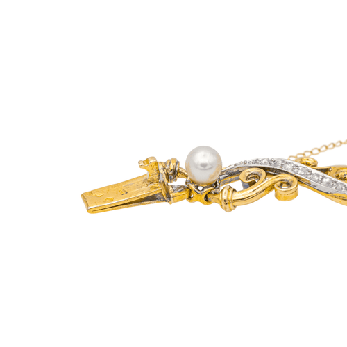 Bracelet Bracelet en or jaune et blanc, diamants et perles 58 Facettes 3785178CN