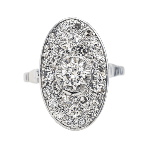 Bague 55 Bague marquise en or blanc 18 carats et platine, diamants 58 Facettes 4097114CN