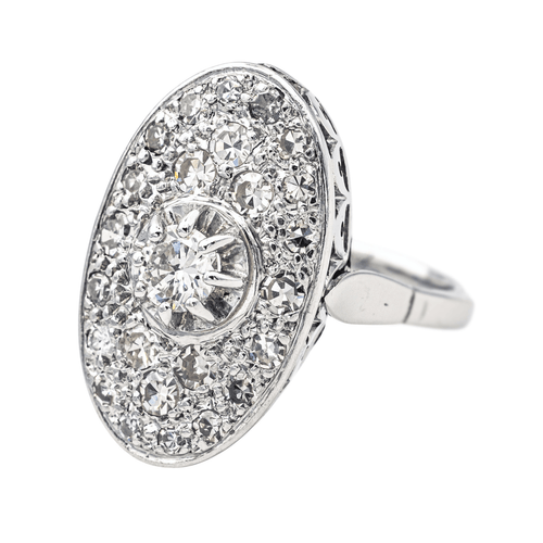 Bague 55 Bague marquise en or blanc 18 carats et platine, diamants 58 Facettes 4097114CN
