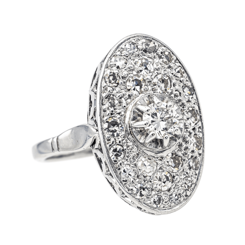 Bague 55 Bague marquise en or blanc 18 carats et platine, diamants 58 Facettes 4097114CN
