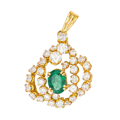 Pendentif Pendentif en or jaune 18 carats avec émeraude et diamants 58 Facettes 3944482CN