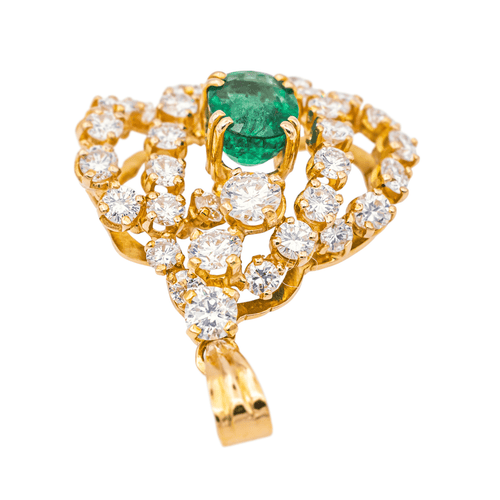 Pendentif Pendentif en or jaune 18 carats avec émeraude et diamants 58 Facettes 3944482CN