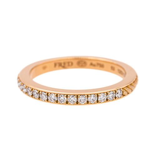 Bague 53 Fred Force 10 - Bague demi-alliance en or rose et diamants 58 Facettes 4167001RV