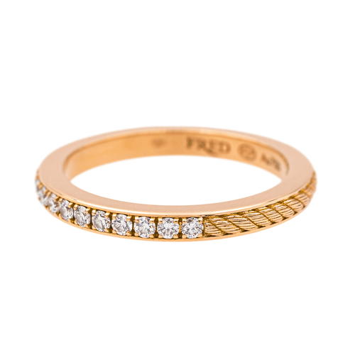 Bague 53 Fred Force 10 - Bague demi-alliance en or rose et diamants 58 Facettes 4167001RV