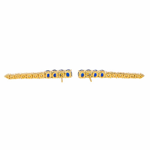 Boucles d'oreilles Boucles d’oreilles pendantes en or jaune avec saphirs et diamants 58 Facettes 4324641CN