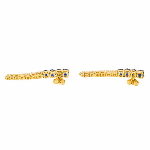 Boucles d'oreilles Boucles d’oreilles pendantes en or jaune avec saphirs et diamants 58 Facettes 4324641CN