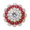 Bague 54 Bague cocktail en or jaune et platine avec diamants et rubis 58 Facettes 4292748CN