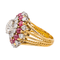 Bague 54 Bague cocktail en or jaune et platine avec diamants et rubis 58 Facettes 4292748CN