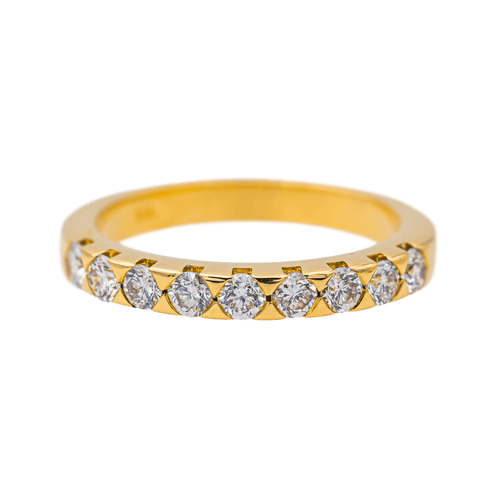 Bague 53 Bague demi-alliance en or jaune 18 carats et diamants 58 Facettes 4113262CN