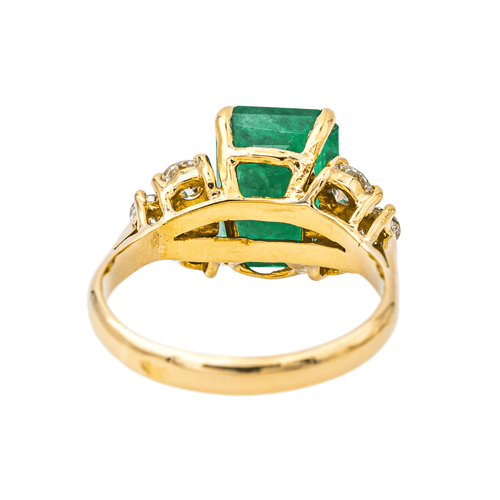 Bague 46 Bague en or jaune 18 carats avec émeraude et diamants 58 Facettes 3905083CN