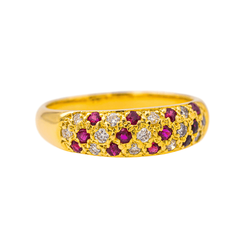 Bague 54 Bague jonc en or jaune, rubis et diamants 58 Facettes 4137830CN