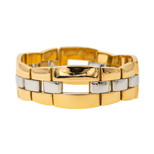 Bracelet Boucheron - Bracelet tank rétro en or jaune, blanc et rose 58 Facettes 4292713CN