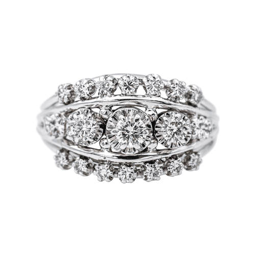 Bague 54 Bague pavée en platine et or blanc 18 carats avec diamants 58 Facettes 4261860RV
