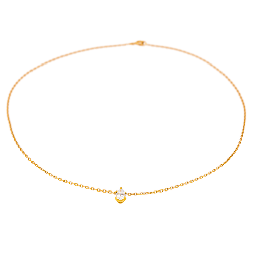 Collier Collier solitaire en or rose 18K avec diamant taille poire 58 Facettes 4248224CN