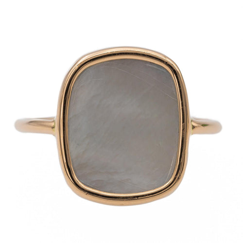 Bague 56 Ginette NY White Mop Antique - Bague en or rose 18 carats nacre 58 Facettes 2730190CN
