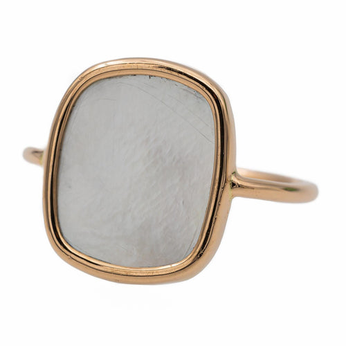 Bague 56 Ginette NY White Mop Antique - Bague en or rose 18 carats nacre 58 Facettes 2730190CN