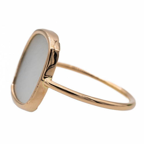 Bague 56 Ginette NY White Mop Antique - Bague en or rose 18 carats nacre 58 Facettes 2730190CN