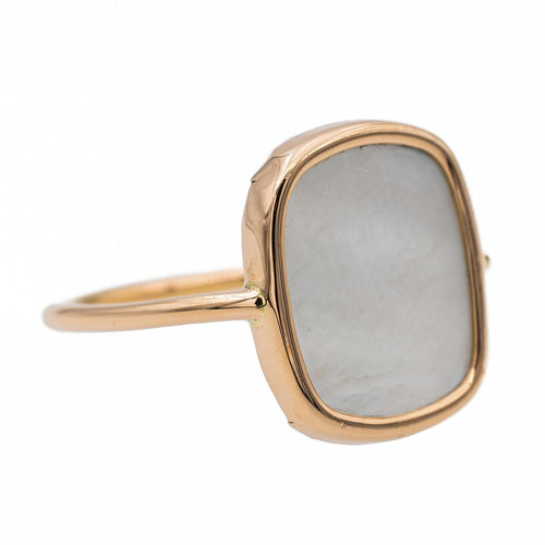 Bague 56 Ginette NY White Mop Antique - Bague en or rose 18 carats nacre 58 Facettes 2730190CN