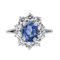 Bague 57 Bague Pompadour en or blanc avec saphir ovale et diamants 58 Facettes 4354722CN