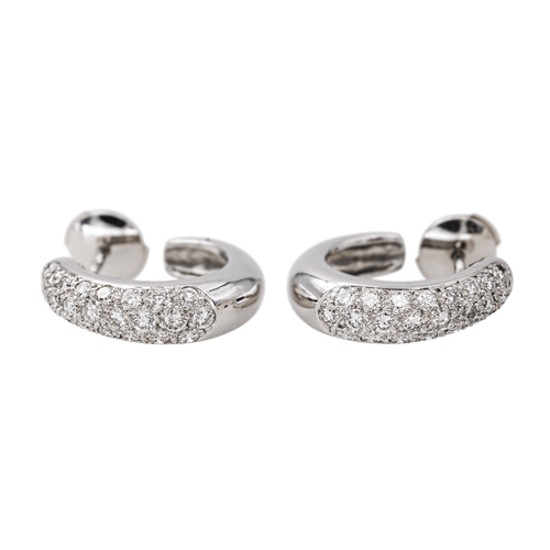 Boucles d'oreilles Boucles d'oreilles créoles en or blanc 18 carats et diamants 58 Facettes 4324639CN