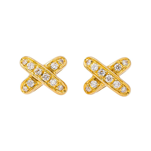 Boucles d'oreilles Chaumet Jeux de Liens - Boucles d’oreilles puces en or jaune et diamants 58 Facettes 4437823CN