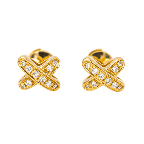 Boucles d'oreilles Chaumet Jeux de Liens - Boucles d’oreilles puces en or jaune et diamants 58 Facettes 4437823CN