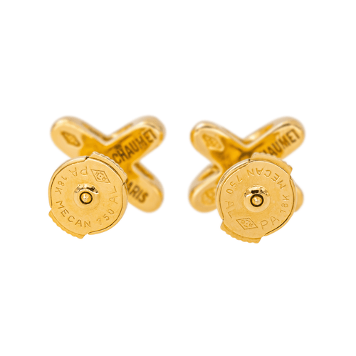 Boucles d'oreilles Chaumet Jeux de Liens - Boucles d’oreilles puces en or jaune et diamants 58 Facettes 4437823CN