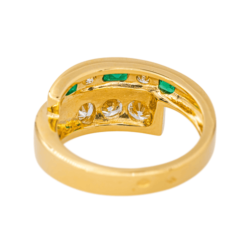 Bague 51.5 Bague en or jaune 18 carats sertie de diamants et d’émeraudes 58 Facettes 4553195CN