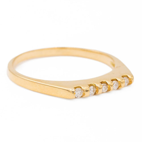 Bague 58.5 Bague demi-alliance en or jaune 18 carats sertie de diamants 58 Facettes 2225491CN