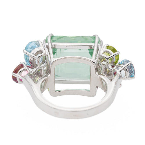Bague 47 Bague cocktail en or blanc, béryl et pierres fines 58 Facettes 2673930CN