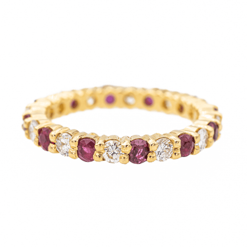 Bague 51 Alliance américaine - Bague en or jaune 18 carats, diamants et rubis 58 Facettes 2999661CN