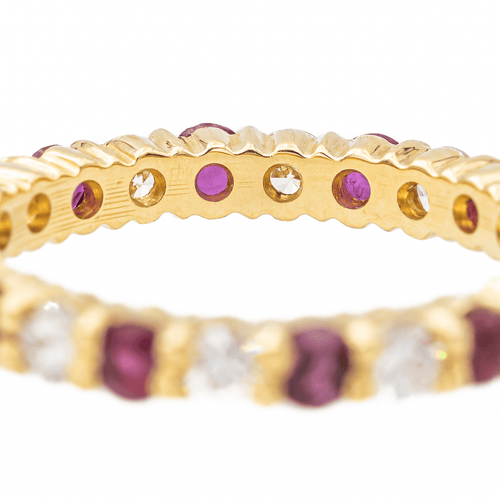 Bague 51 Alliance américaine - Bague en or jaune 18 carats, diamants et rubis 58 Facettes 2999661CN