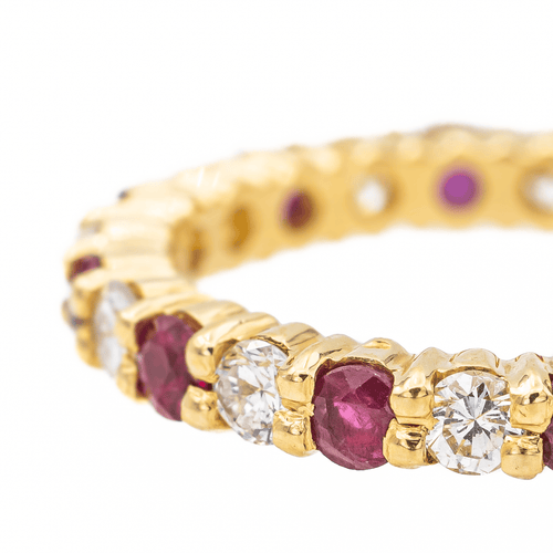 Bague 51 Alliance américaine - Bague en or jaune 18 carats, diamants et rubis 58 Facettes 2999661CN