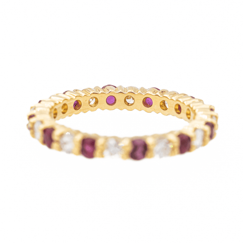 Bague 51 Alliance américaine - Bague en or jaune 18 carats, diamants et rubis 58 Facettes 2999661CN