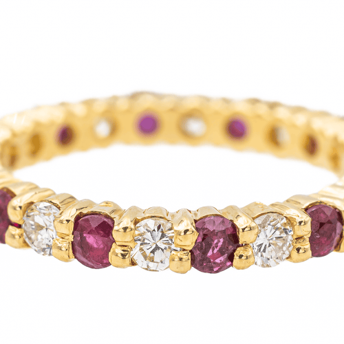 Bague 51 Alliance américaine - Bague en or jaune 18 carats, diamants et rubis 58 Facettes 2999661CN