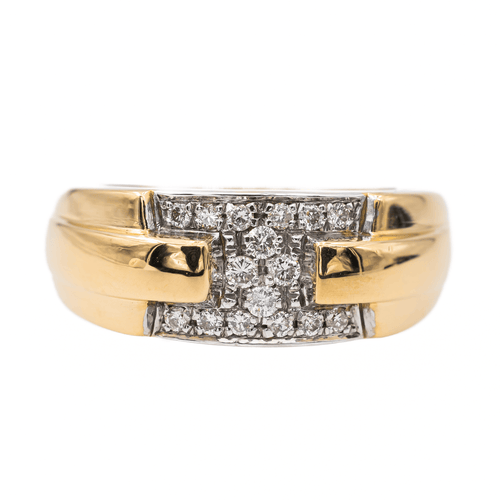 Bague 56 Bague en or jaune et or blanc 18 carats pavée de diamants 58 Facettes 2997695CN