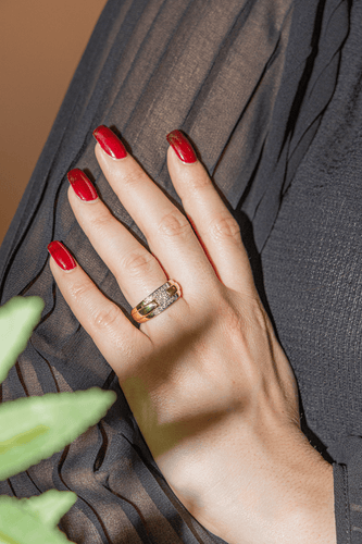 Bague 56 Bague en or jaune et or blanc 18 carats pavée de diamants 58 Facettes 2997695CN