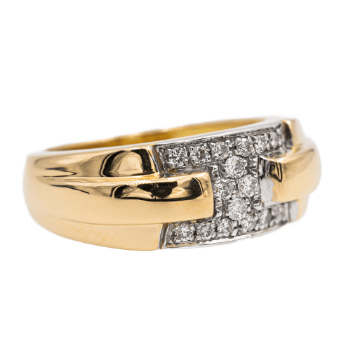 Bague 56 Bague en or jaune et or blanc 18 carats pavée de diamants 58 Facettes 2997695CN