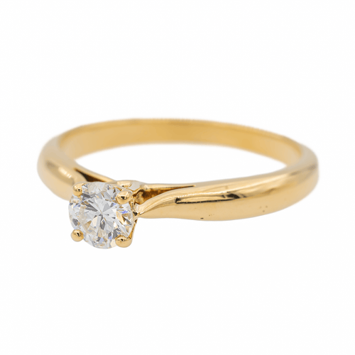 Bague 50 Bague solitaire en or jaune 18 carats avec diamant brillant 0,31 ct 58 Facettes 3172811RV