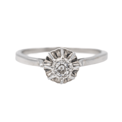 Bague 51 Bague solitaire en or blanc 18 carats avec diamant taille ancienne 58 Facettes 3387647CN
