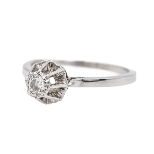Bague 51 Bague solitaire en or blanc 18 carats avec diamant taille ancienne 58 Facettes 3387647CN