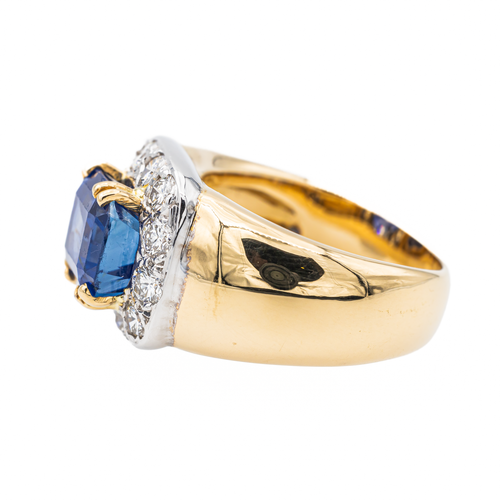 Bague 54 Bague en or jaune 18 carats avec saphir et diamants 58 Facettes 3393426CN